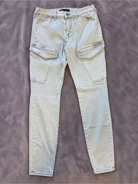 True Religion Women's Light Sage Straight-Leg Cargo Jeans